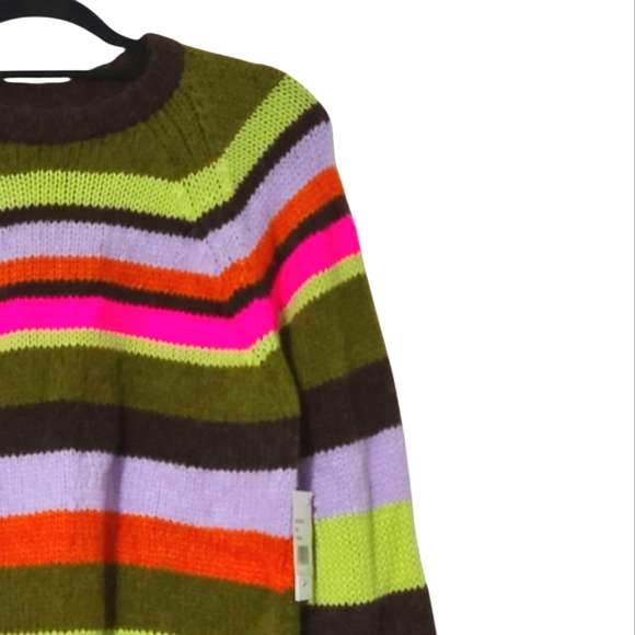 VELVET by Graham & Spencer Nessie Alpaca Stripe Sweater Womens Multi Crewneck XS - Picture 7 of 16